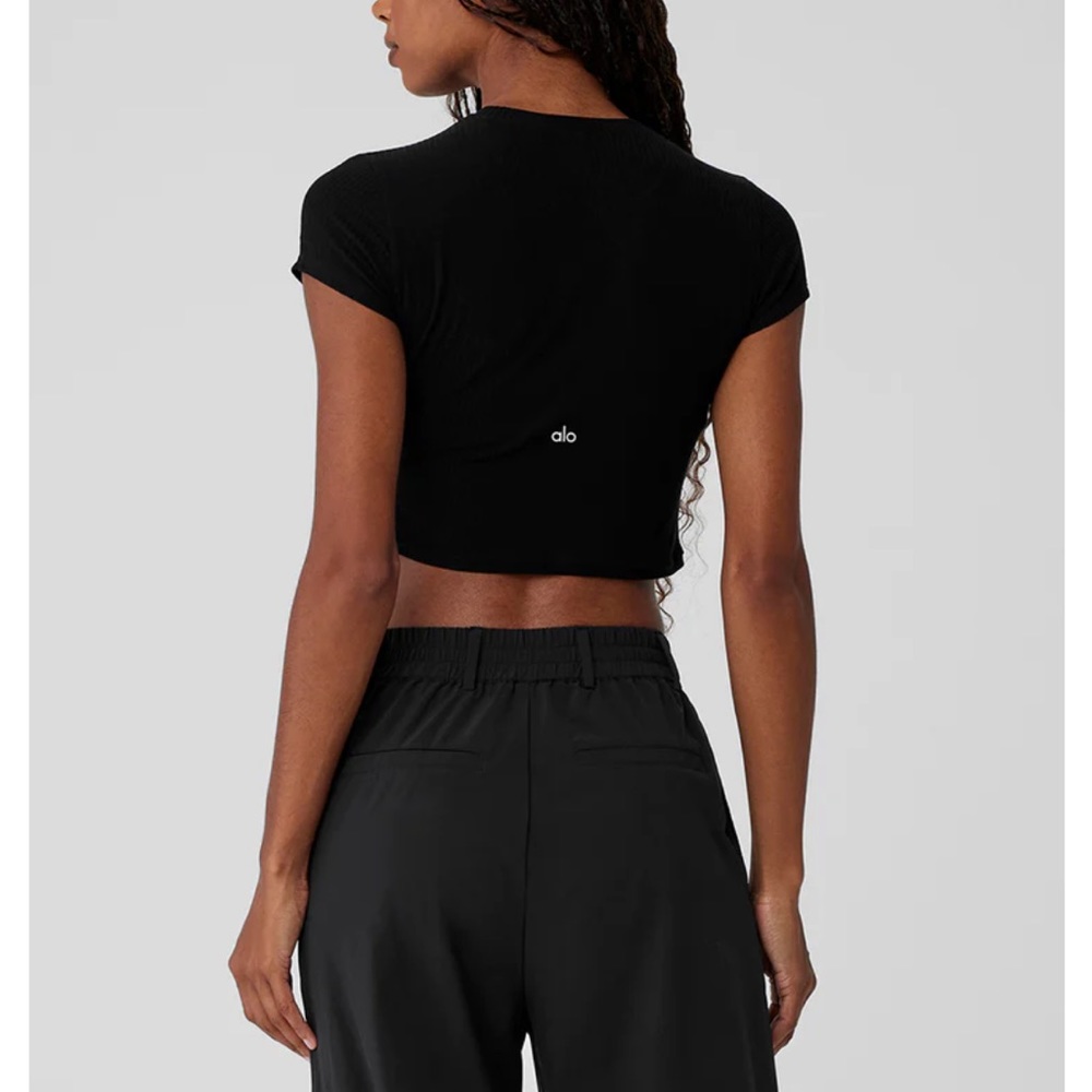 Alo cropped ribbed short sleeve